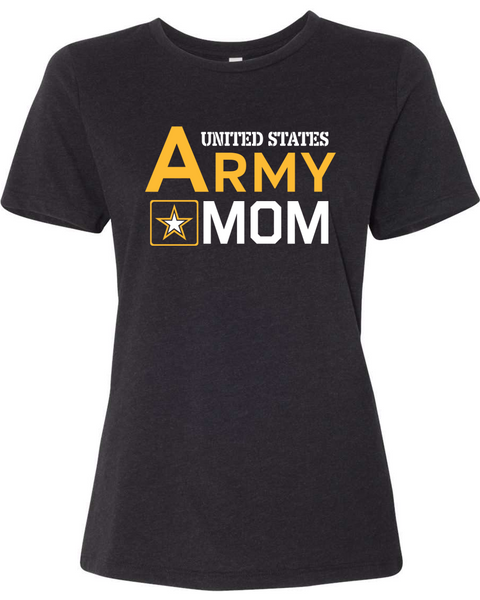 US Army Mom Shirt, Proudly Support Your Active Duty and Veteran Sons and Daughters, Proud Army Mother Relaxed Fit Tshirt