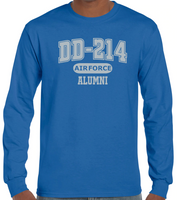 DD-214 US Air Force Alumni Long Sleeve T-Shirt for Proud, Brave Retired USAF Veterans