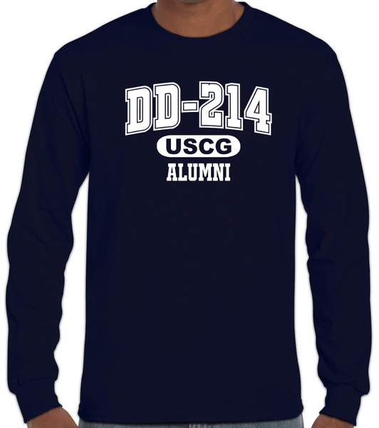 DD-214 US Coast Guard Alumni Long Sleeve T-Shirt for Proud, Brave Retired US Coast Guard Veterans