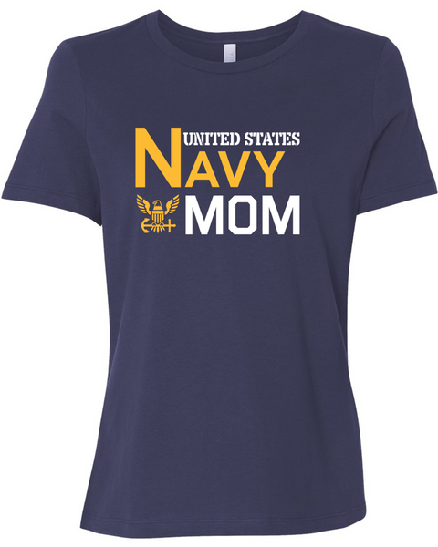 US Navy Mom Shirt, Proudly Support Your Active Duty and Veteran Sons and Daughters, Proud Navy Mother Relaxed Fit Tshirt